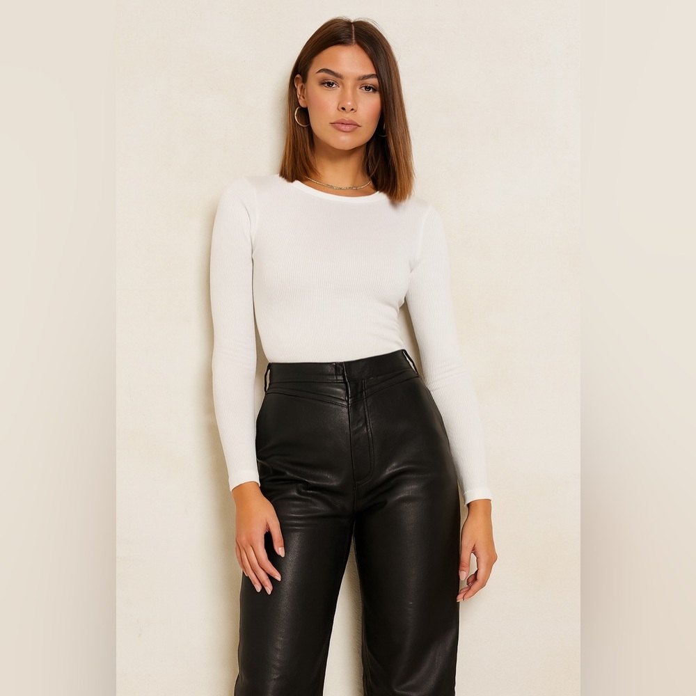 Faconnable Black Lambskin Leather Pants RARE FIND Sz. 10